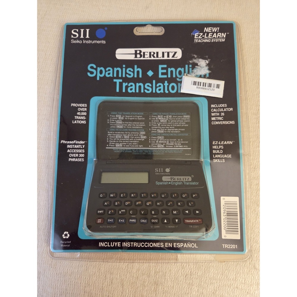 NIB‎ Berlitz Spanish English Translator TR2201 Seiko  Instruments SII New Sealed